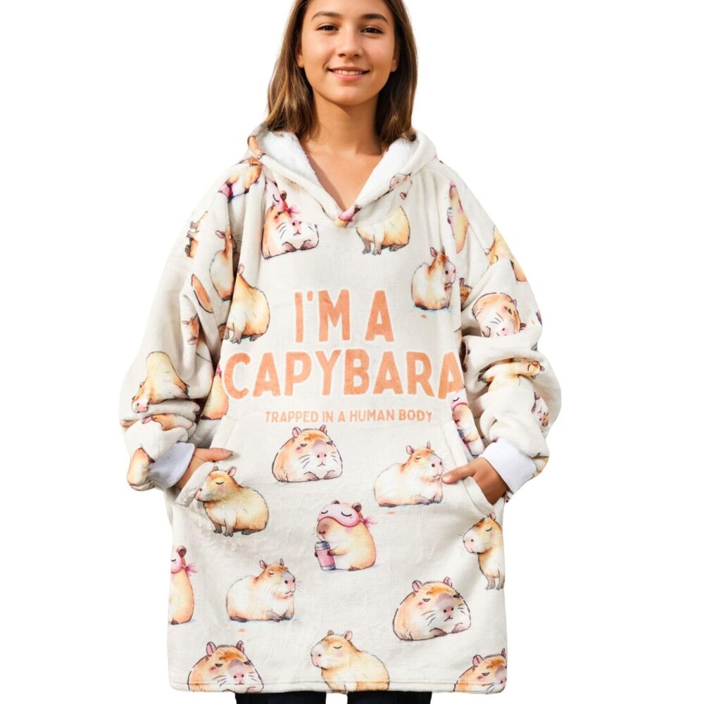 6730 Capybara Gifts , Capybara Lovers, Wearable Flannel Plush Capybara